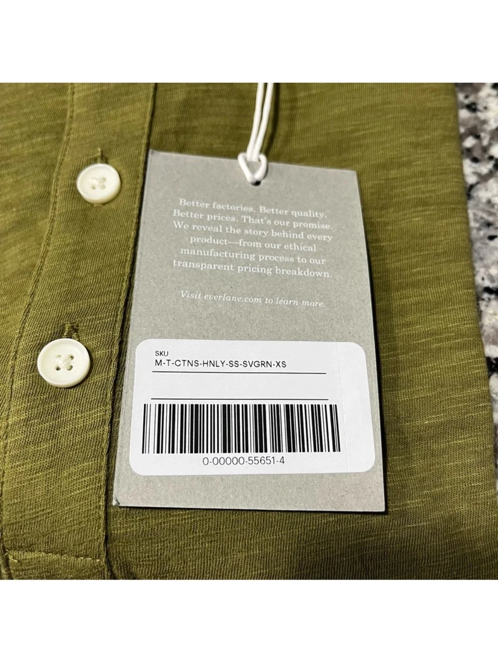 Everlane Shirt XS Henley Tee Green - Picture 4 of 8